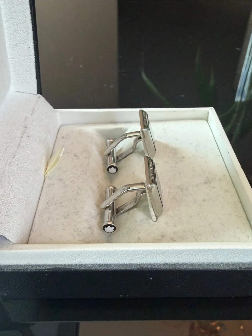 Montblanc Silver-Tone Cufflinks with Black Inlay